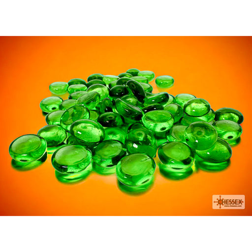 Chessex 1145 Translucent Green Glass Stones Qty 40 or more in 5 1/2" Tube (9003761303789)