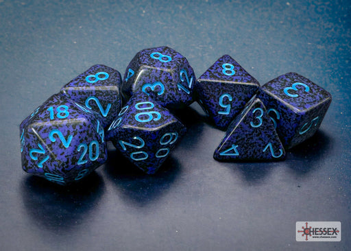 Chessex 25307 Cobalt Speckled Polyhedral 7-Die Set (9003715592429)