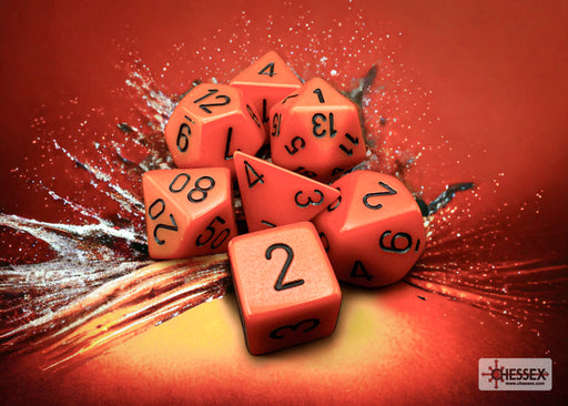Chessex 25403 Orange w/black Opaque Polyhedral 7-Die S (9003717230829)