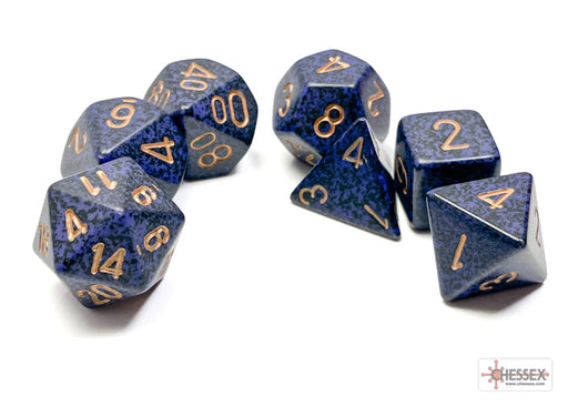 Chessex 25337 Golden Cobalt Speckled Polyhedral 7-Die (9003716706541)