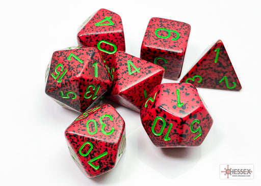 Chessex 25304 Strawberry Speckled Polyhedral 7-Die Set (9003715395821)