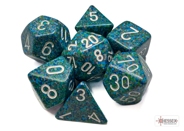 Chessex 25316 Sea Speckled Polyhedral 7-Die Set (9003716018413)