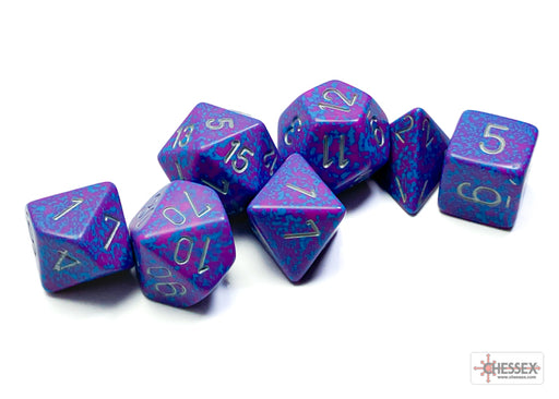 Chessex 25347 Silver Tetra Speckled Polyhedral 7-Die S (9003717034221)