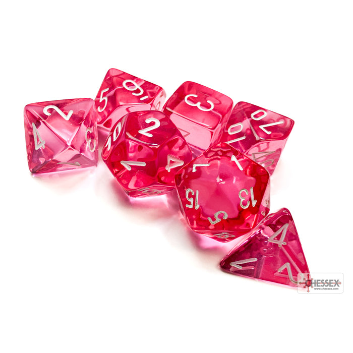 Chessex 23084 Translucent Polyhedral Pink/white 7-Die Set (9003707269357)