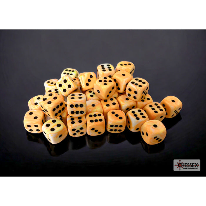 Chessex 27853K Festive 12mm d6 w/pips Sunburst/black Dice Block (9003708940525)