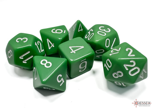 Chessex 25405 Green w/white Opaque Polyhedral 7-Die Se (9003717329133)
