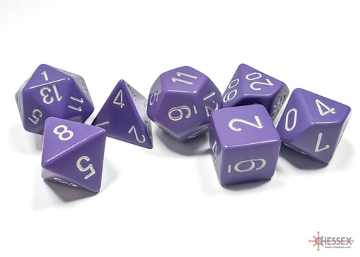 Chessex 25407 Purple w/white Opaque Polyhedral 7-Die S (9003717460205)