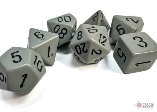 Chessex 25410 Grey w/black Opaque Polyhedral 7-Die Set (9003717525741)