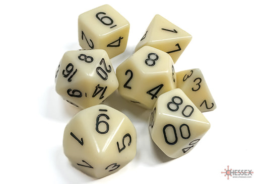 Chessex 25400 Ivory w/black Opaque Polyhedral 7-Die Se (9003717099757)