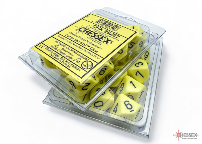 Chessex 25262 Opaque Pastel Yellow/black Set of Ten d10s (9003758747885)