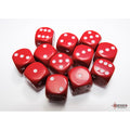 Chessex Opaque Red/white 16mm d6 Dice Block (12 dice) - CHX25604