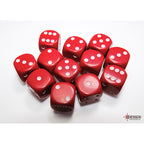 Chessex Opaque Red/white 16mm d6 Dice Block (12 dice) - CHX25604