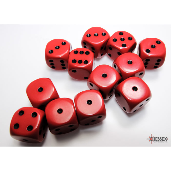 Chessex 25614 Opaque 16mm d6 Red/black Dice Block (12 dice) (9003718443245)