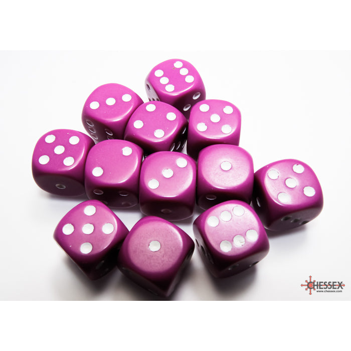 Chessex Opaque Light Purple/white 16mm d6 Dice Block (12 dice) - CHX25627