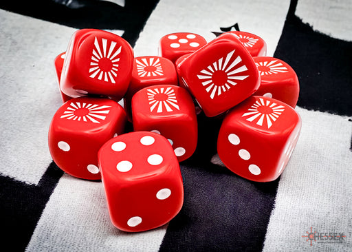 Chessex 29062 Japan War Dice Opaque Red/white 16mm d6 Dice Block (12 dice) (9003762942189)