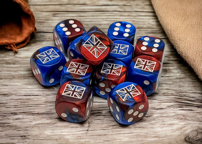 Chessex 29064 Great Britain War Dice Gemini Blue-Red/white 16mm d6 (9003763171565)