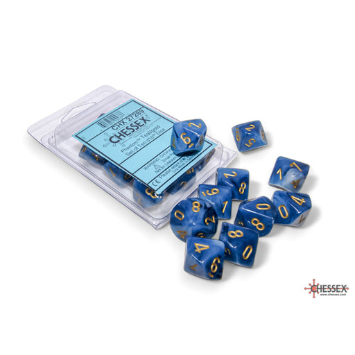 Chessex 27289 Phantom Teal/gold Set of Ten d10s (9003731910893)