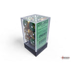 Chessex Gemini Gold-Green/white 16mm d6 Dice Block (12 dice) - CHX26625