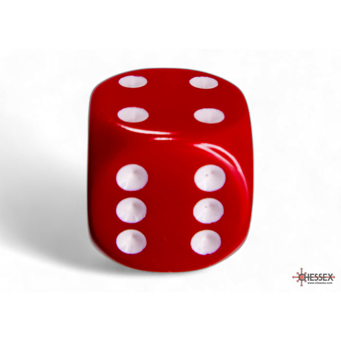 Chessex Opaque Red/white 16mm d6 Dice Block (12 dice) - CHX25604