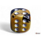 Chessex Gemini Black-Gold/silver 16mm d6 Dice Block (12 dice) - CHX26651