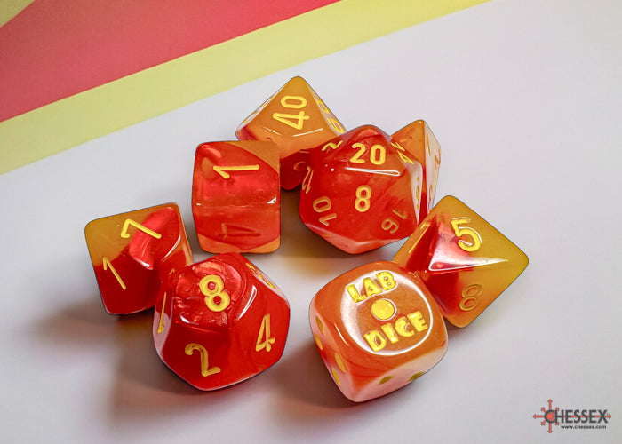 Chessex 30051 Gemini Polyhedral Gellow-Red/yellow Luminary 7-Die Set (with bonus die) (9003750785261)