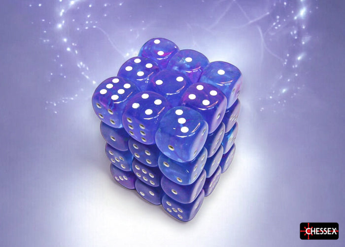 Chessex Nebula Aura/white Luminary 12mm d6 Dice Block (36 dice) - CHX27967