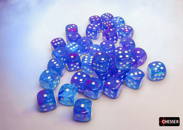 Chessex Nebula Aura/white Luminary 12mm d6 Dice Block (36 dice) - CHX27967