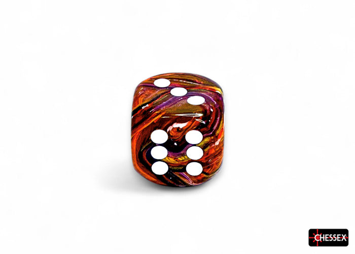 Chessex Festive Symphony/white 30mm d6 dice w/pips - CHXDF3043