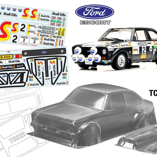 Team C TC022-S 1/10 Ford Escort MK2 W/3D Rally Spotlights 190mm Shell Oils Decal Sheet (8446604574957)