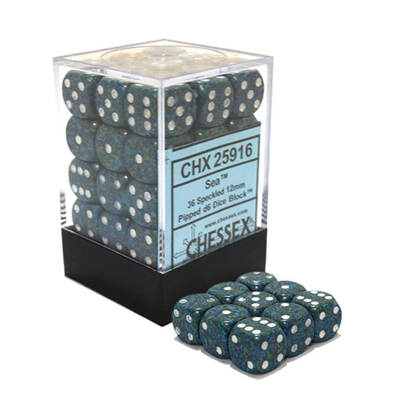 Chessex 25916 Speckled 12mm d6 Sea Dice Block (36 dice) (9003722408173)