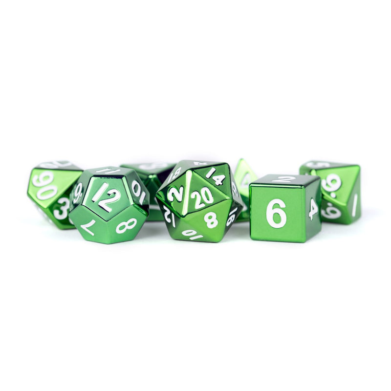 MDG MDG010 Metal Dice: Green with White Numbers 16mm Po (9003875696877)