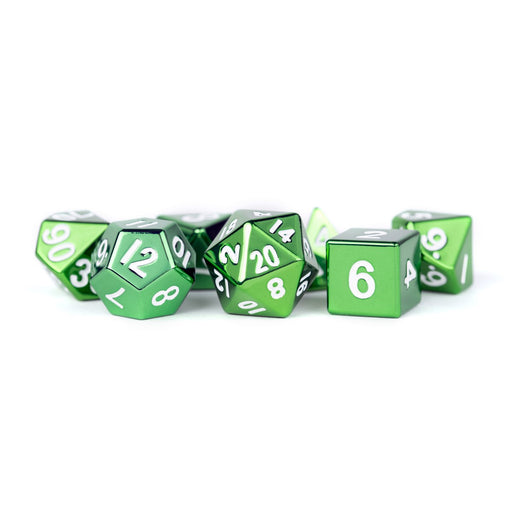 MDG MDG010 Metal Dice: Green with White Numbers 16mm Po (9003875696877)