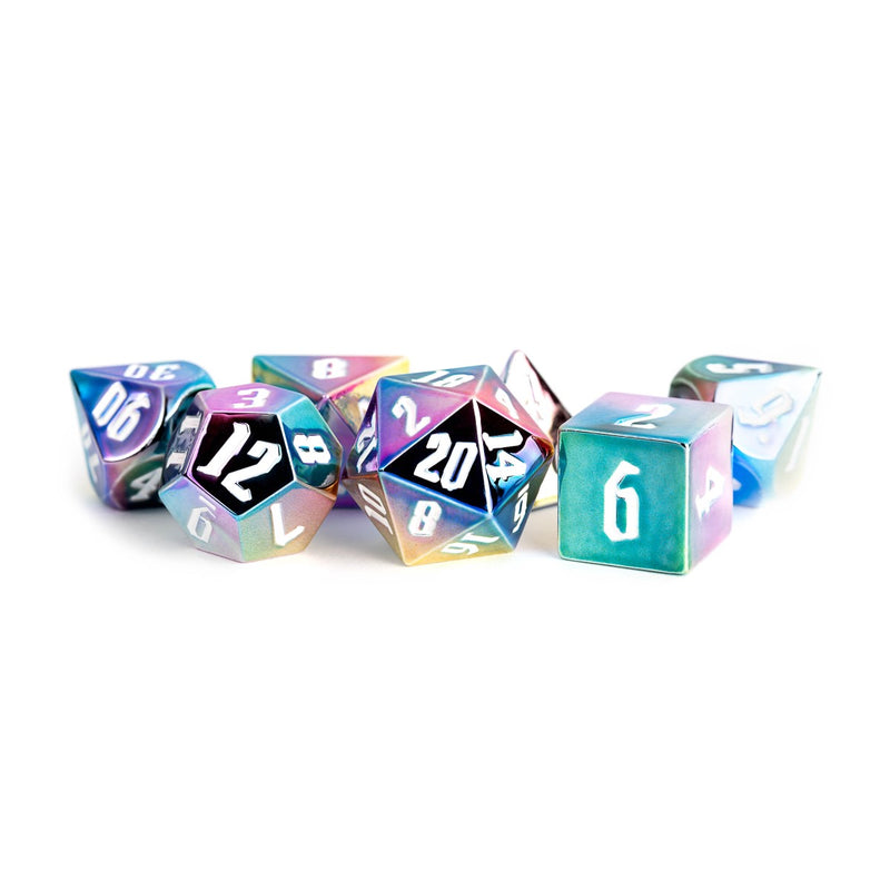 MDG MDG032 Rainbow Aegis Dice: White Numbers (9003849580781)