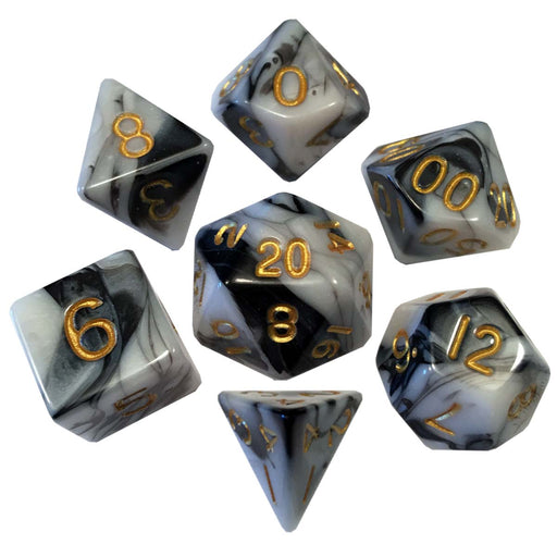 MDG MDG1038 Acrylic Dice: Marble with Gold Numbers (9003876778221)