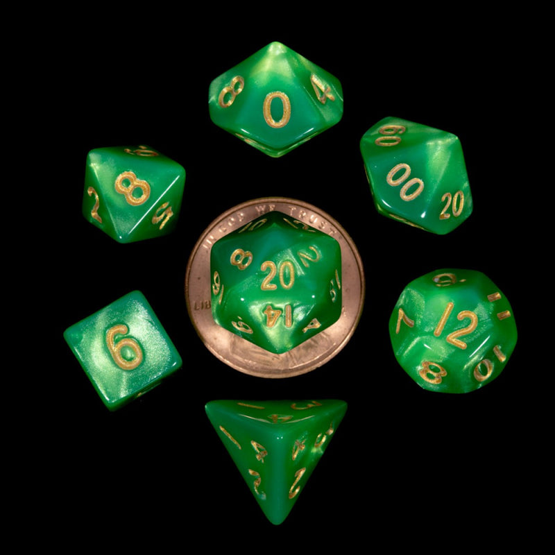 MDG MDG4155 Mini Polyhedral Dice Set: Green/Light green (9003877138669)