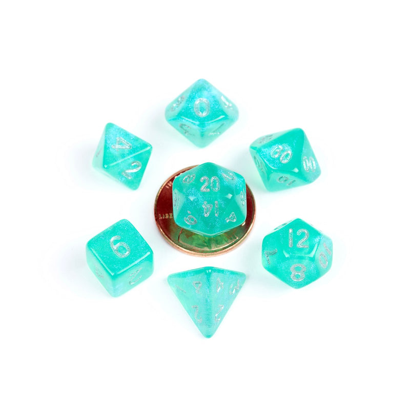 MDG MDG4180 Mini Polyhedral Dice Set: Stardust Turquoise (9003848007917)