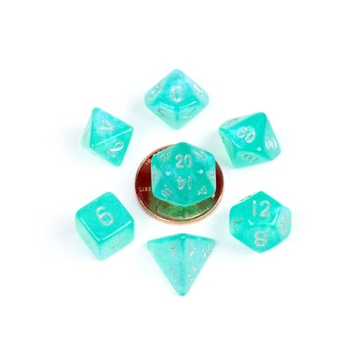 MDG MDG4180 Mini Polyhedral Dice Set: Stardust Turquoise (9003848007917)