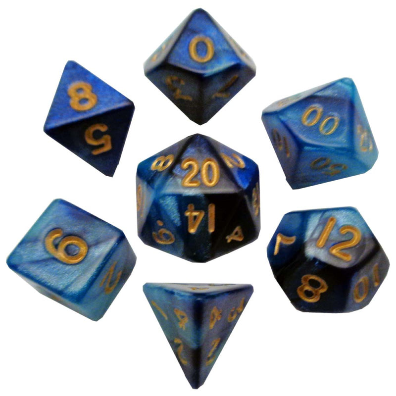 MDG MDG422 Mini Polyhedral Dice Set: Blue/Light Blue w/ (9003875827949)