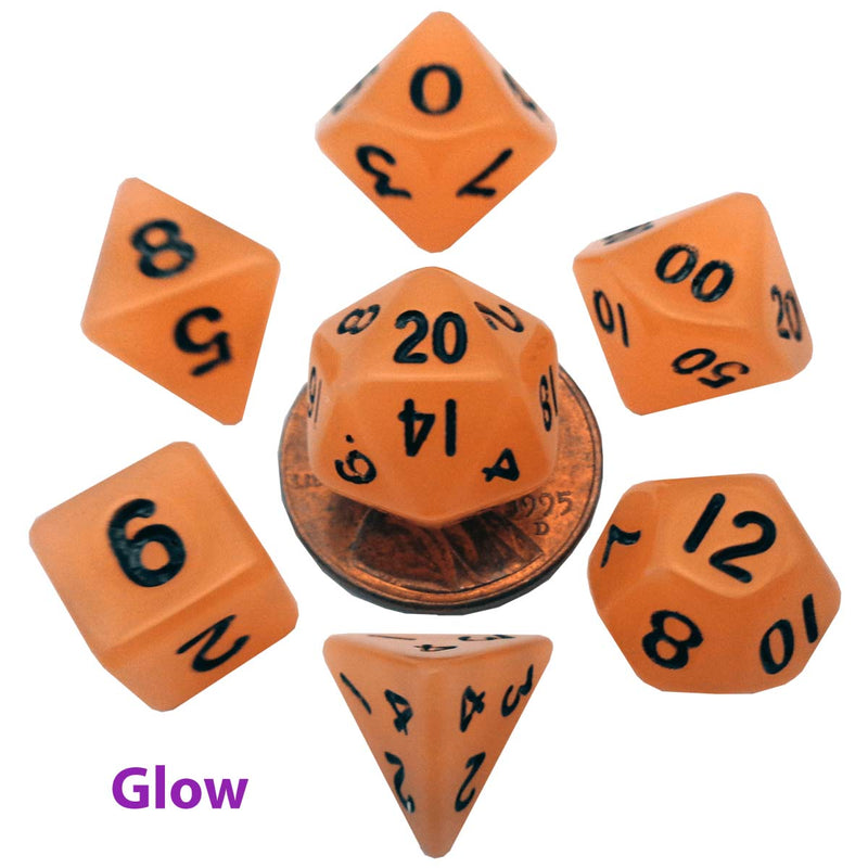 MDG MDG4304 Mini Polyhedral Dice Set: Glow Orange with B (9003876483309)