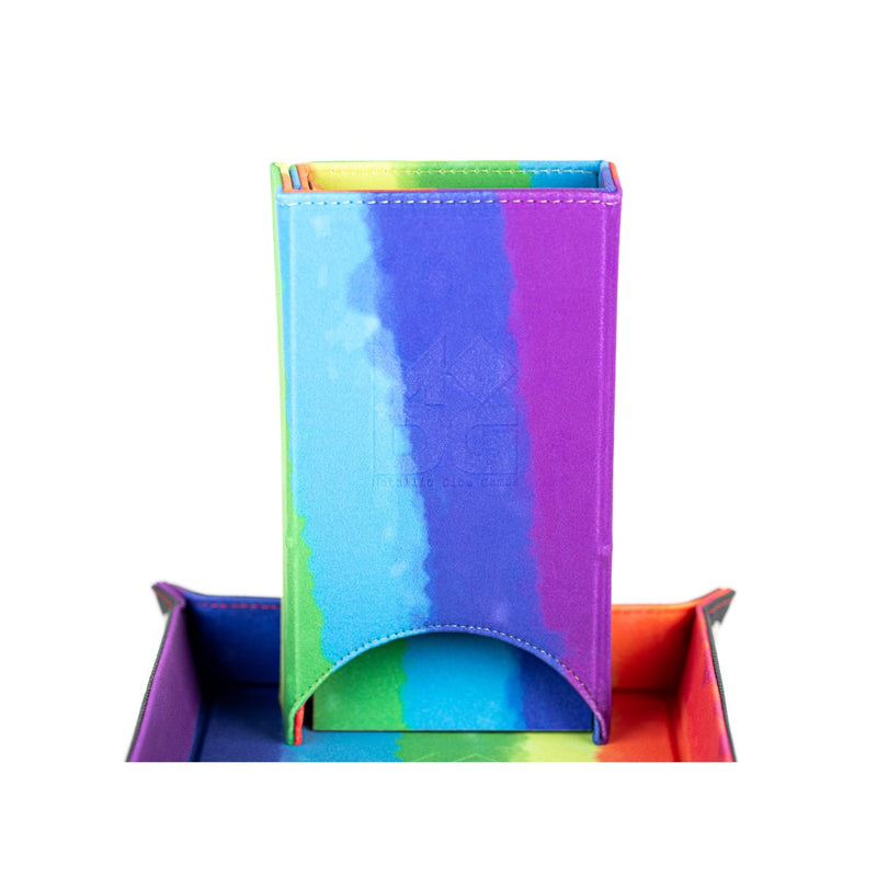 MDG MDG548 Fold Up Velvet Dice Tower: Watercolor Rainbo (9003843780845)