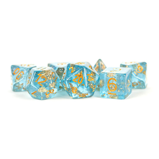 MDG MDG618 Resin Polyhedral Dice Set: Blue w/ Gold Foil (9003843289325)