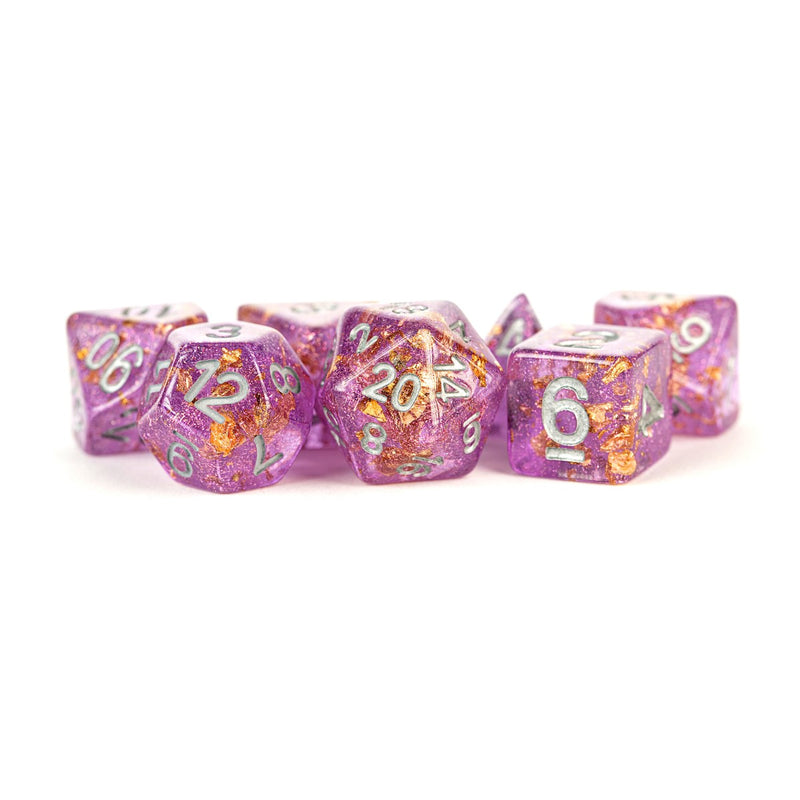 MDG MDG621 Resin Polyhedral Dice Set: Purple w/ Gold Fo (9003843420397)
