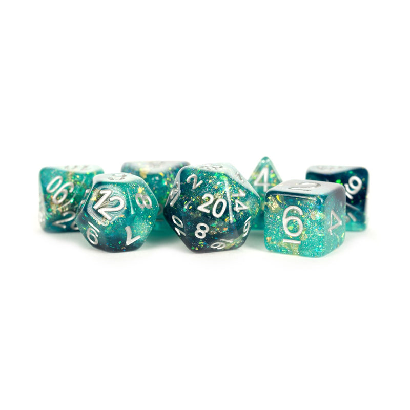 MDG MDG634 Eternal Resin Polyhedral Dice Set: Teal/Blac (9003847385325)