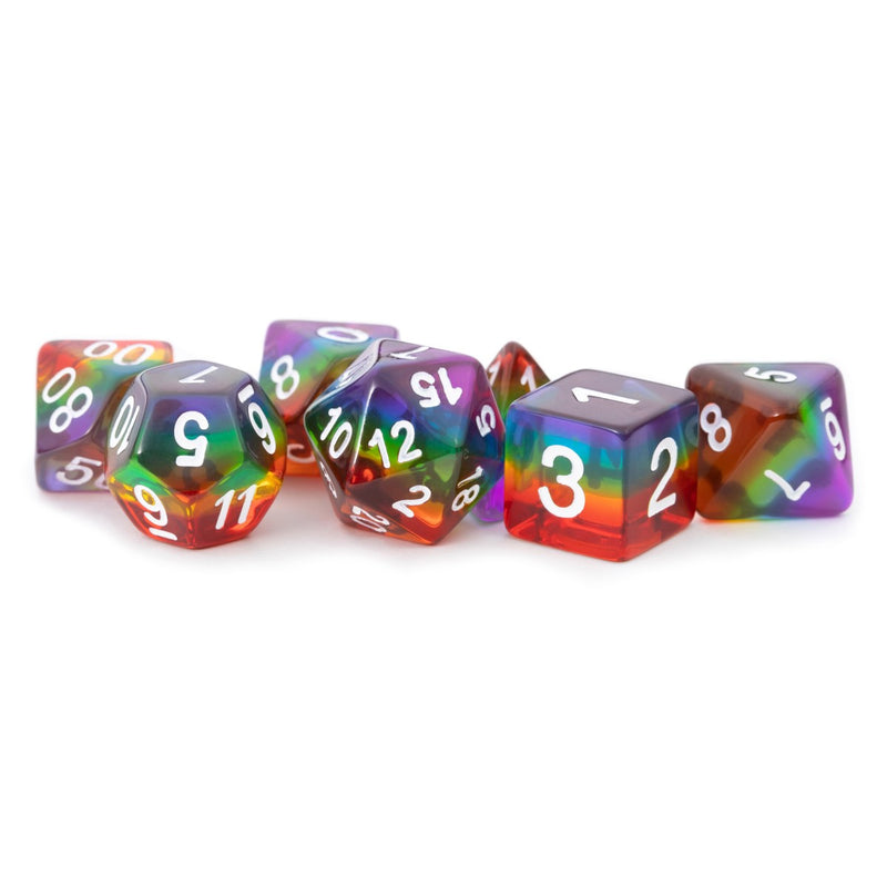 MDG MDG677 Resin Polyhedral Dice Set: Translucent Rainb (9003841093869)