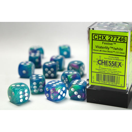 Chessex 27746 Signature 16mm d6 (12 Dice) Festive Wate (9003709104365)