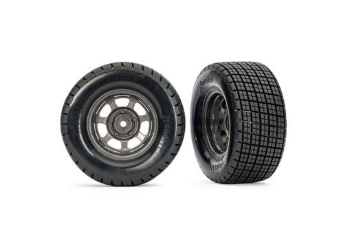Traxxas 10473X Dirt Oval Gray Front Wheels w/ Hoosier Tires (2) - Hobby City NZ (9070144684269)