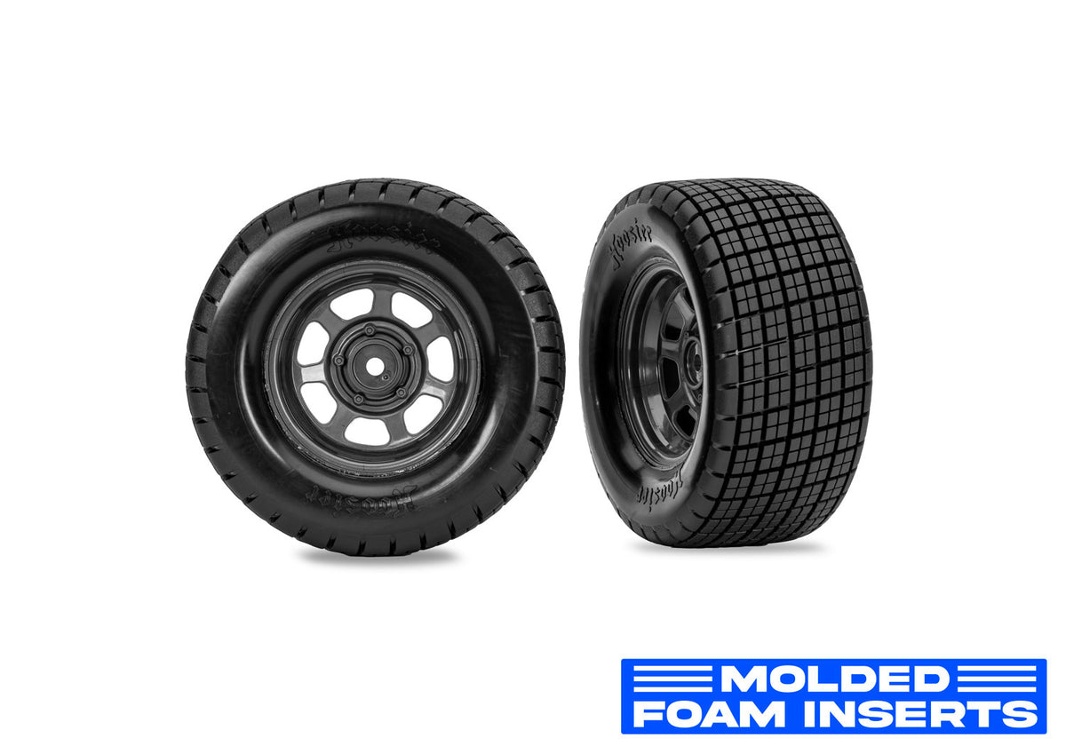 Traxxas Dirt Oval Grey Rear Wheels with Hoosier Tyres RC Wheel & Tyre Set 1/10 Scale