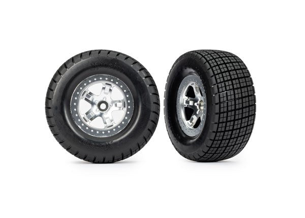 Traxxas 10476 Tires & Wheels SCT Satin Chrm 2.0/Hoosr Front
