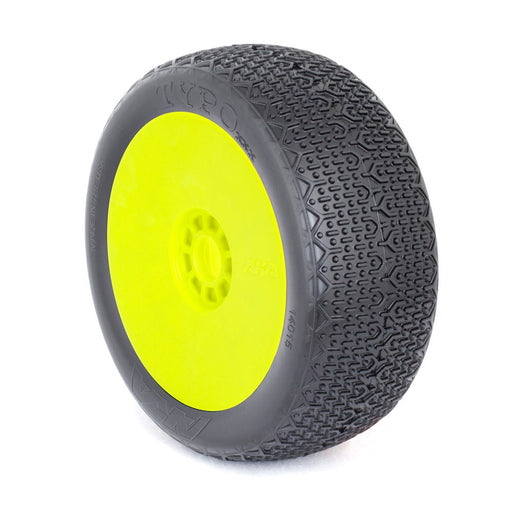 AKA AKA14015VRY 1/8 Buggy Typo (Super Soft) Evo Wheel Pre-Mounted Yellow - Hobby City NZ