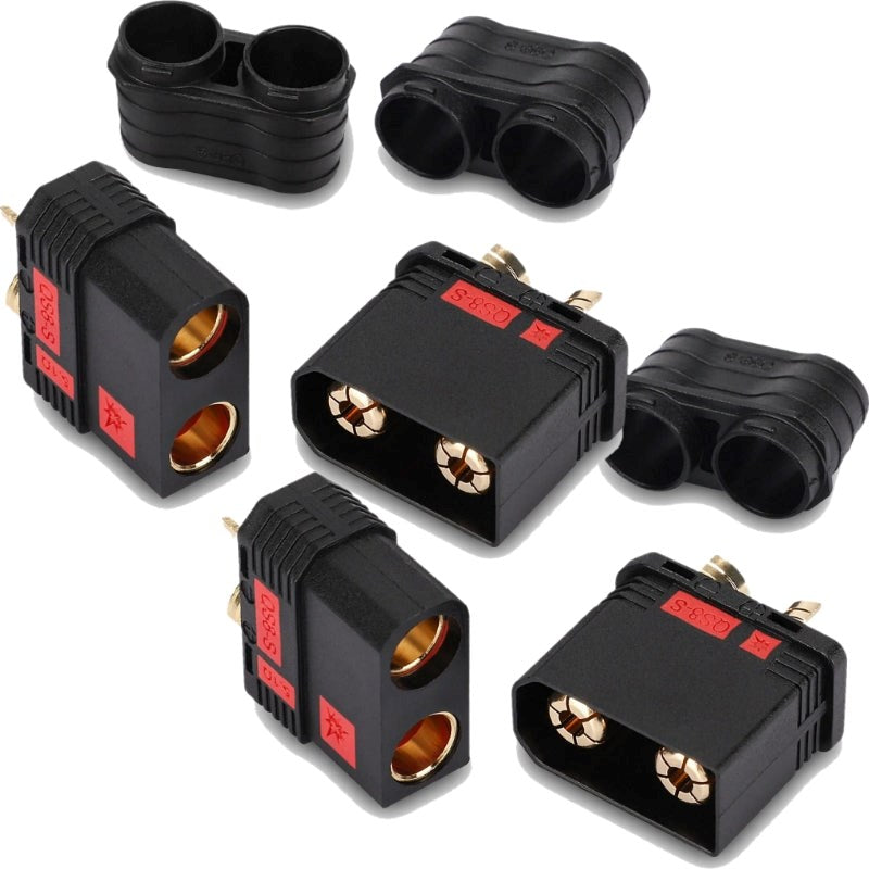 RC Pro RCP-BM059 RC Pro QS8-S Anti Spark Connector 8mm with cover in Black 2 Pair (2 Male 2 Female) - Hobby City NZ